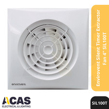 EnviroVent Silent 100mm 4 Inch Ultra Quiet Bathroom Extractor Fan Timer SIL100T