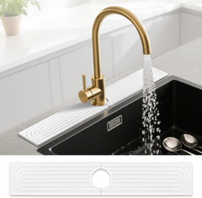 Diatomaceous Earth Faucet Mat for Kitchen and Bathroom Sink, 24"x4" White