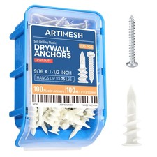 200PCs Self Drilling Drywall Anchors Kit - 75LB Heavy Duty Plastic Drywall Ha...