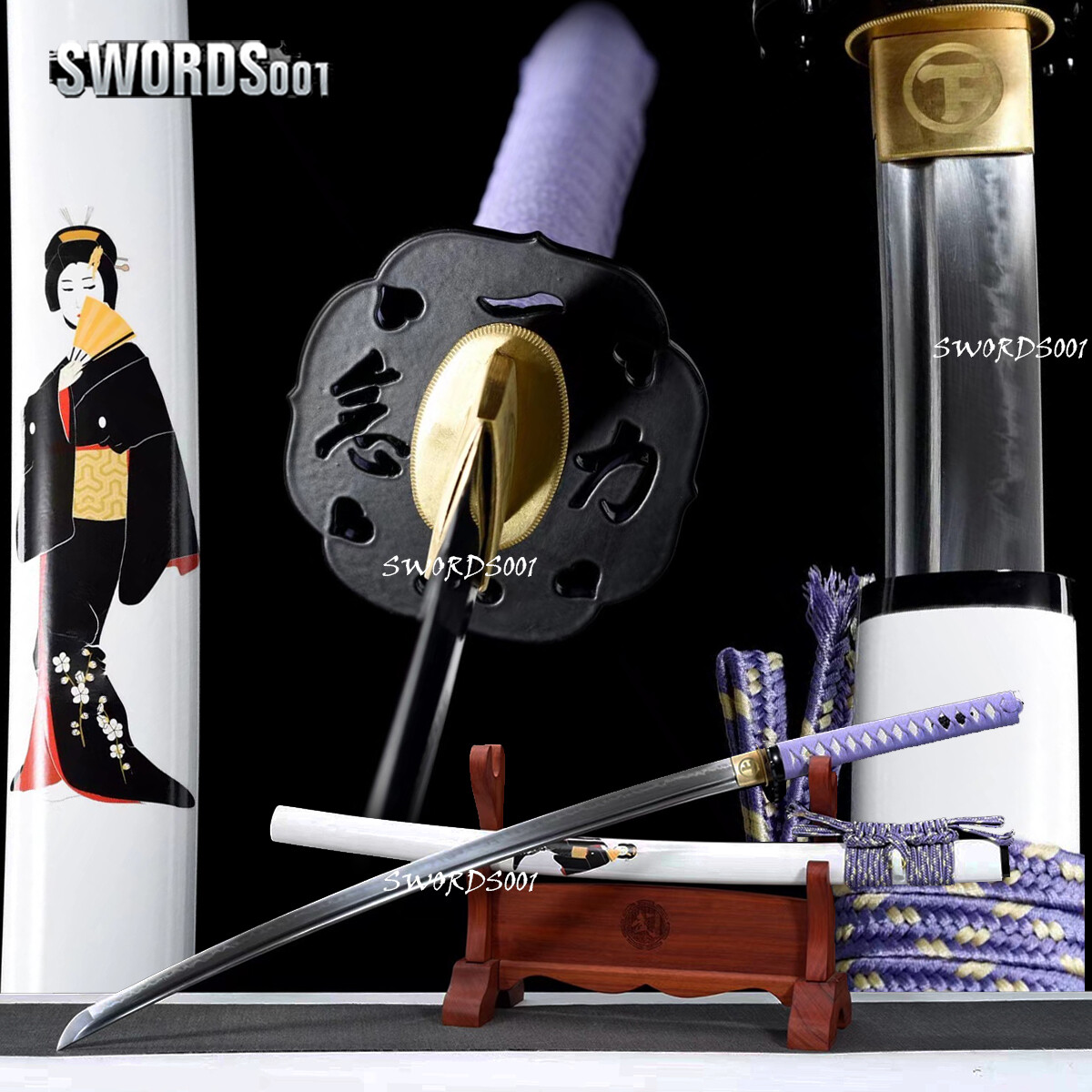 Elegant Geisha Katana T10 Clay Tempered Sharp Functional Samurai Sword