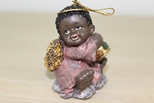 Ganz African American Angel with Bell Christmas Ornament