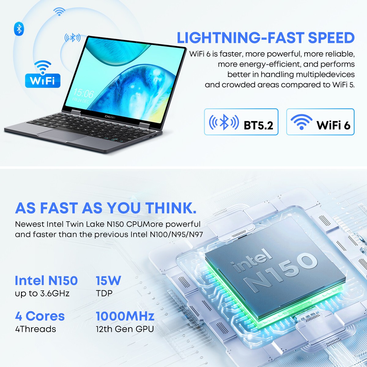 CHUWI MiniBook X 10.51in Intel N150 16GB RAM 512GB SSD Win11 Mini