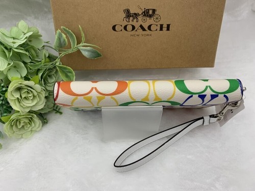 Coach lange Geldbörse mit umlaufendem Reißverschluss in Rainbow Signature Canvas C4537 Outlet ohne Karton. - Bild 6 von 10