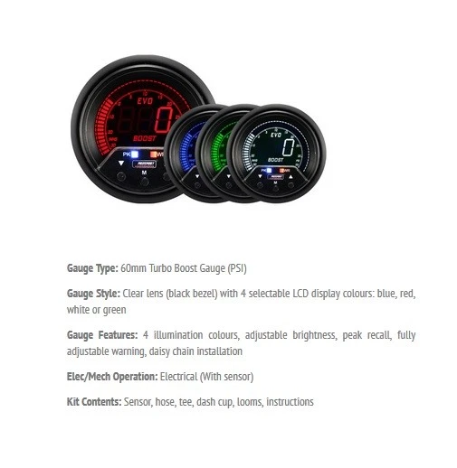 Prosport Evo Series Electrical Boost Controller Gauge BMP, 49 OFF