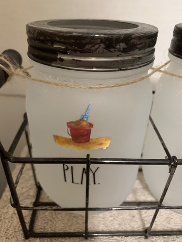 Rae Dunn Set Of 3 Frosted Mason Jars / Lantern Candle PLAY/RELAX/EXPLORE - Bild 8 von 12