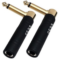 2 Pack 1/4" Right Angle Male to 1/4" Female Adapter for Bottom Plug Guitar