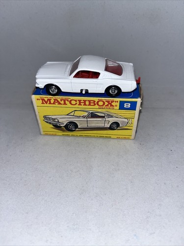 Lesney Streichholzschachtel Nr. 8 Ford Mustang in seltener F-Box
