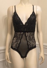 Unbranded WN SZ M BLACK MESH TEDDI Snaps Crotch Elastic Adj. Straps Poly/Spandex