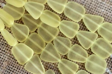 Small Free Form Flat Beads, Lemon Yellowl w/Frosted Matte Finish, 6 Beads