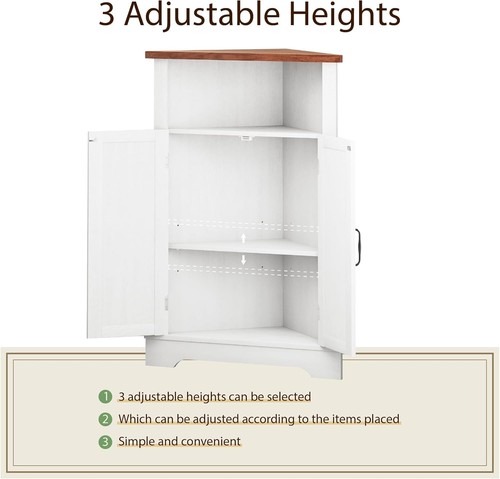 Bathroom Corner Storage Cabinet, Farmhouse Floor Corner Cabinet , Kitchen - Picture 25 of 33