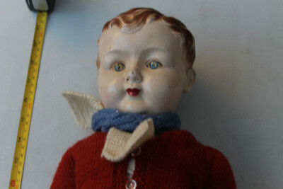 Ancien Poupon En Papier Mâché Et Terre à Pipe – Poupée Vintage Gégé (voir Photos)