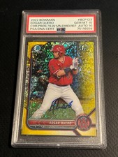 EDGAR QUERO signed auto 2022 1st Bowman Chrome Yellow Mini Diamond /75 PSA 10/10