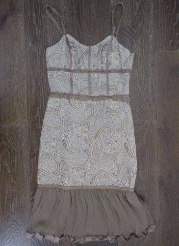 BADGLEY MISCHKA beige spaghetti strap size 2 formal cocktail - Picture 6 of 12