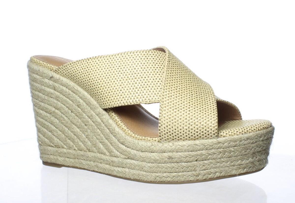 Aerosoles WOODSIDE natural tan espadrille wedge high heel Martha