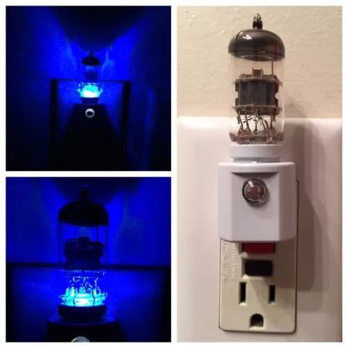 12AX7 Style Vacuum Tube Blue LED Night Light with Soldano Marshall Amp Valve