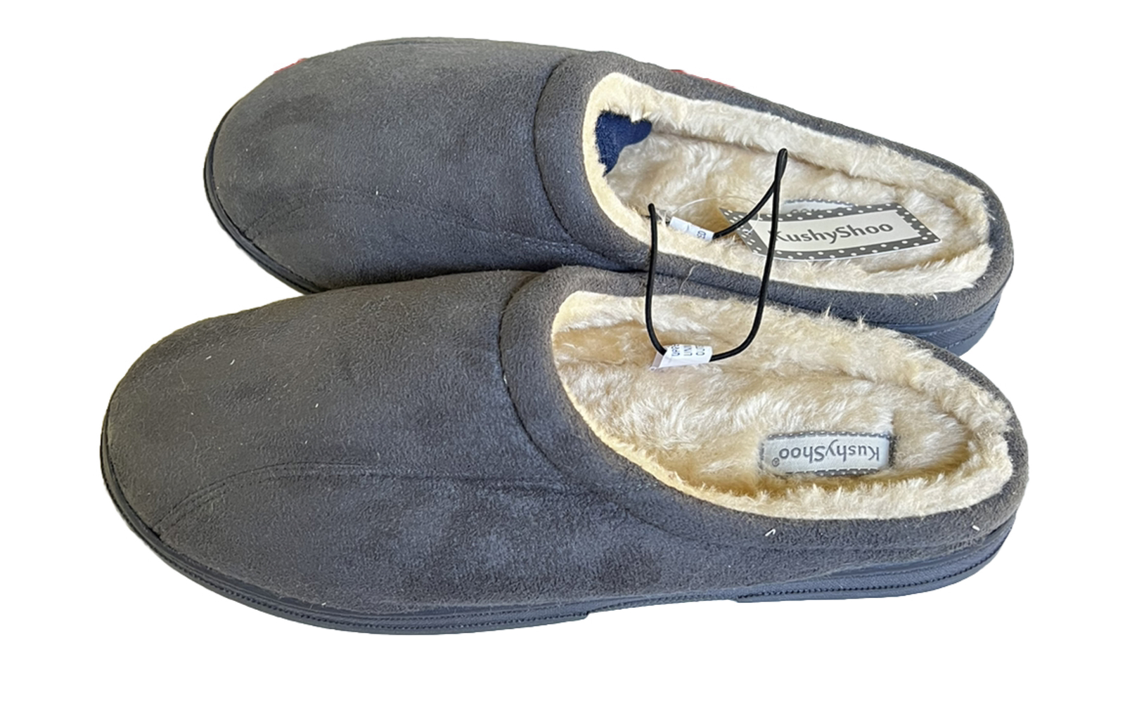 SAOLA KushyShoo Men's Memory Foam Cozy In Outdoor Grey Slippers TPR Sole Shoe Size 8 9