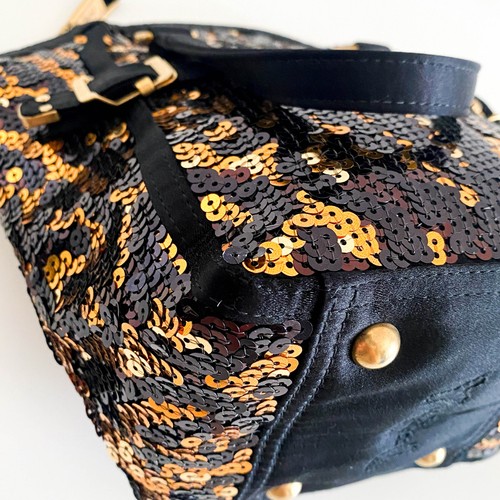 SAINT LAURENT Downtown Tasche Handtasche schwarz gold Pailletten - Bild 9 von 15