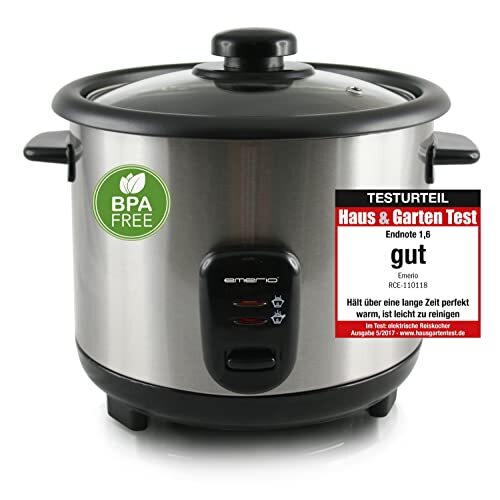 EMERIO RCE-110118 Cuoci riso acciaio inox, Nero