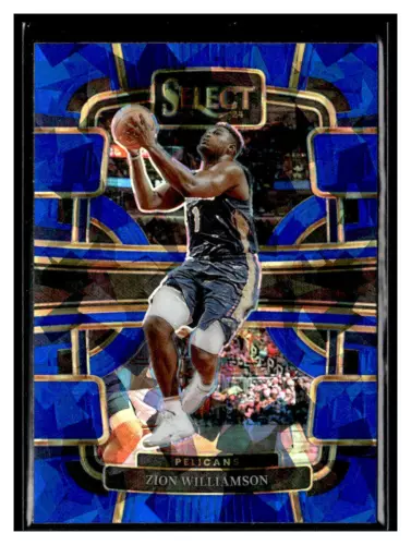 2023-24 Panini Select #36 Zion Williamson Concourse Blue Cracked Ice Pelicans