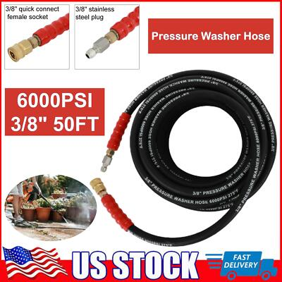 #ad 3 8quot; x 50ft 6000psi 2 Braid R2 Black Hot Water Pressure Washer Hose $60.71
