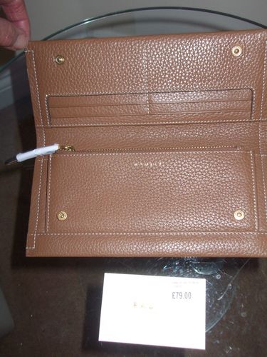 Radley 'Oak Flap Purse' braun Leder große Geldbörse Reißverschluss Münznoten Kartenfächer - Bild 2 von 5