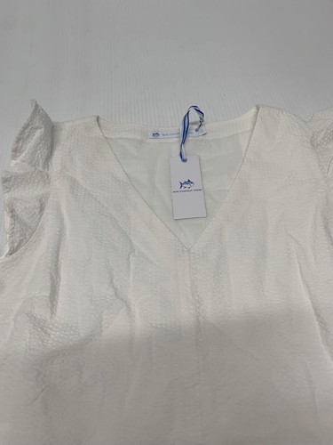 New Southern Tide Evelyn Seersucker Tiered Dress White M Women's A46 - Picture 5 of 9
