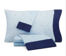 Nautica Kids Stripes At Sea 3-Pc Twin Sheet Set, White/Blue   