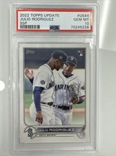 2022 Topps Update Julio Rodriguez Rookie SSP Image Variation w/ Ichiro - PSA 10