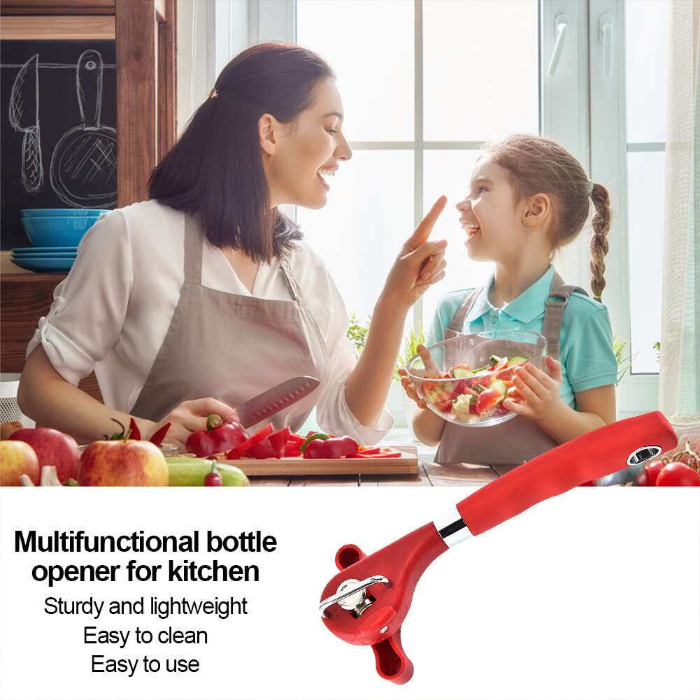 Bottle Caps Openers Safety Handheld Jar Opener for Arthritic Hand (Red