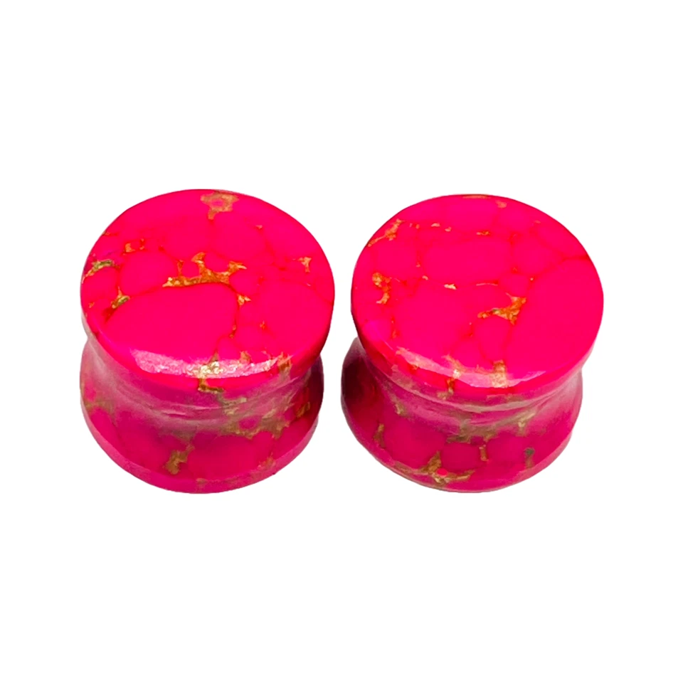Tapones de cristal turquesa cobre rosa tamaño 8g-2 1/8" 2 piezas tamaños personalizados disponibles Foto 2 de 4