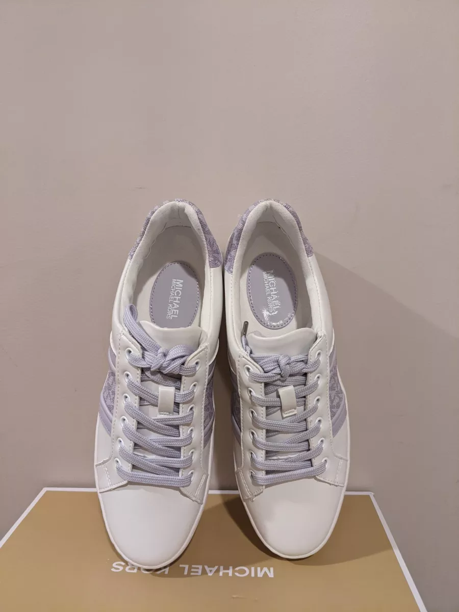 MICHAEL Michael Kors Women s Poppy Leather and Logo Stripe Sneaker Size 8 NIB
