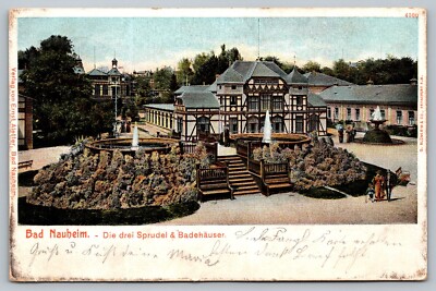 Postcard Bad Nauheim Die Drei Sprudel And Badehauser Three Springs Germany