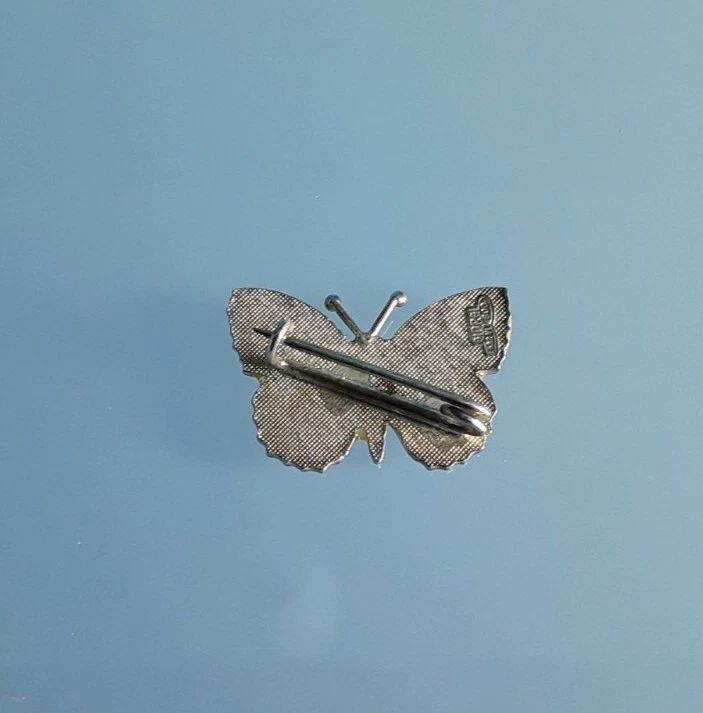 "GIORGI", spilla vintage - Farfalla, argento 800, smalti colorati. - Immagine 2 di 4