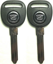 2 (Pair) NEW CADILLAC REPLACEMENT PK3 ID13 TRANSPONDER CHIPPED UNCUT LOGO KEYS