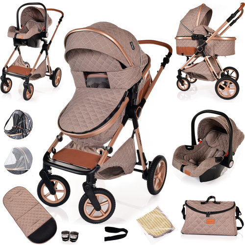 Baby Pram Buggy 3 in 1 Travel System Car Seat Folding Pushchair Reversible - Picture 94 of 117