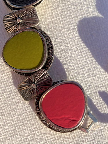 Taratata - Bracelet métal argenté et cuir - Bracelet signed - multicolor leather - Imagen 4 de 9