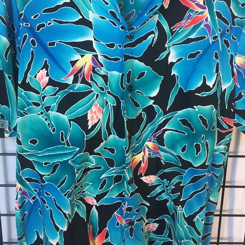Hawaiian Shirt Hilo Hattie Men's M Medium Tropical Paradise Travel Teal Vintage - Picture 4 of 8