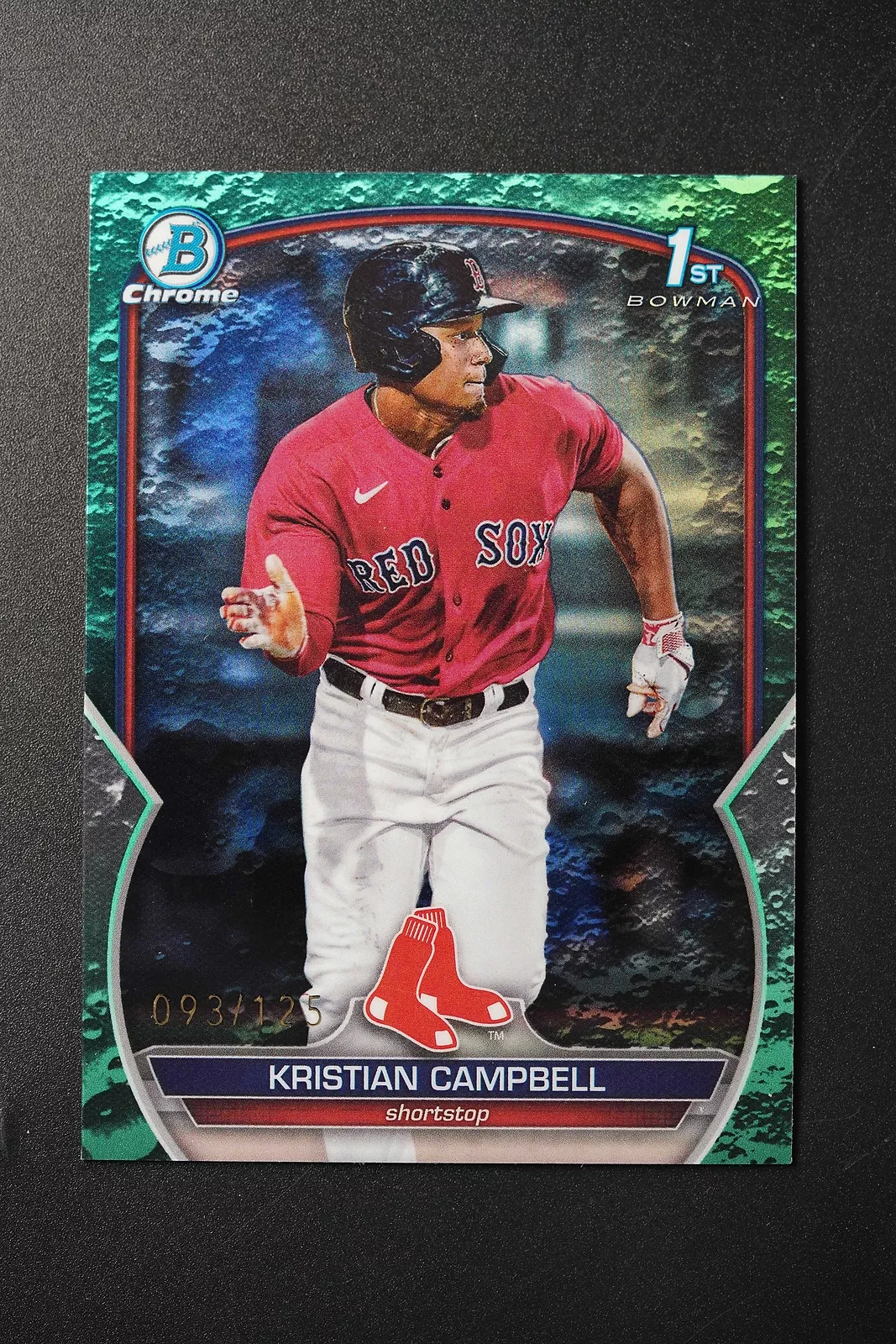 Kristian Campbell 2023 Bowman Chrome Draft 1st Aqua Lunar Crater /125 Boston -HD