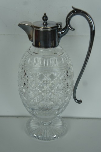 Antique Victorian Cut Crystal Silver Plated Claret Jug Coffee Tea Beverage Pitch - Bild 12 von 12