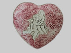 VTG PINK LACE CHERUBS HEART SHAPED CERAMIC PLATE WALL HANGING MADE IN ITALY