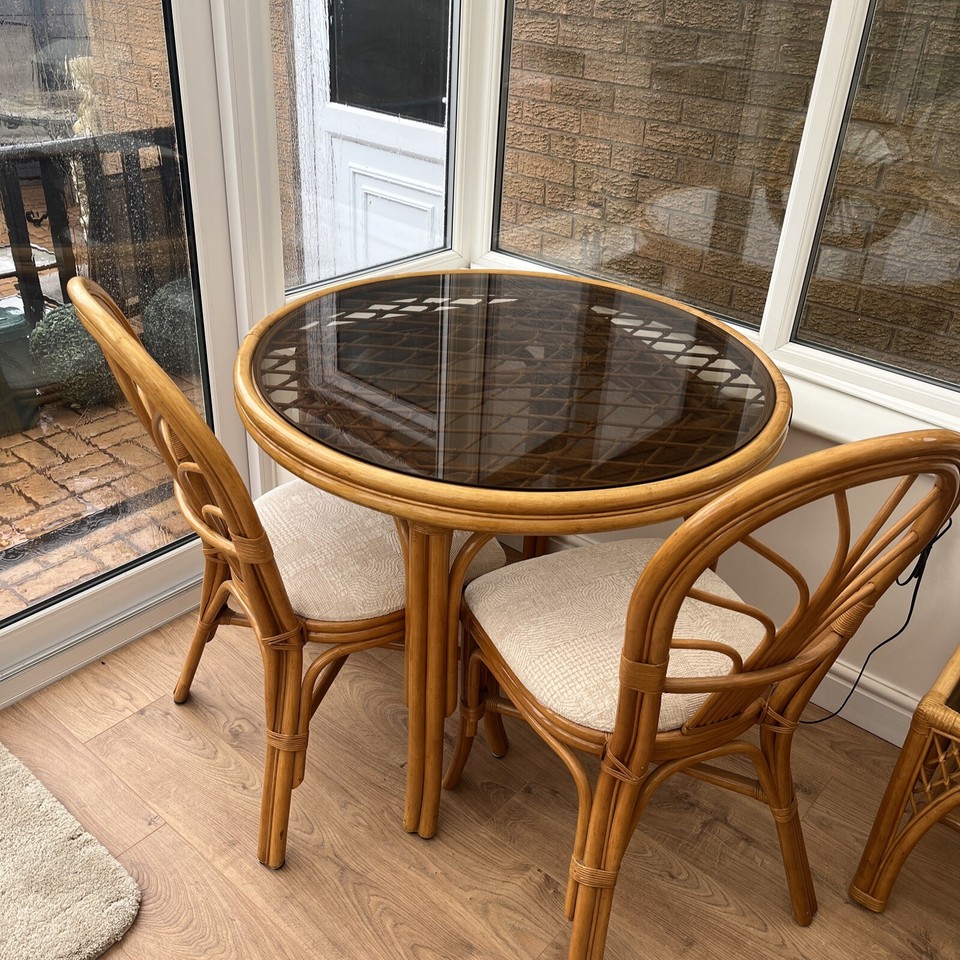 Bamboo conservatory furniture set couch; armchairs; dining table