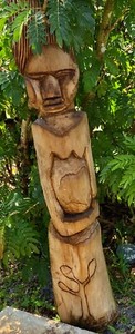 New Zealand Pou/Ancestrial Carved Post Signed 