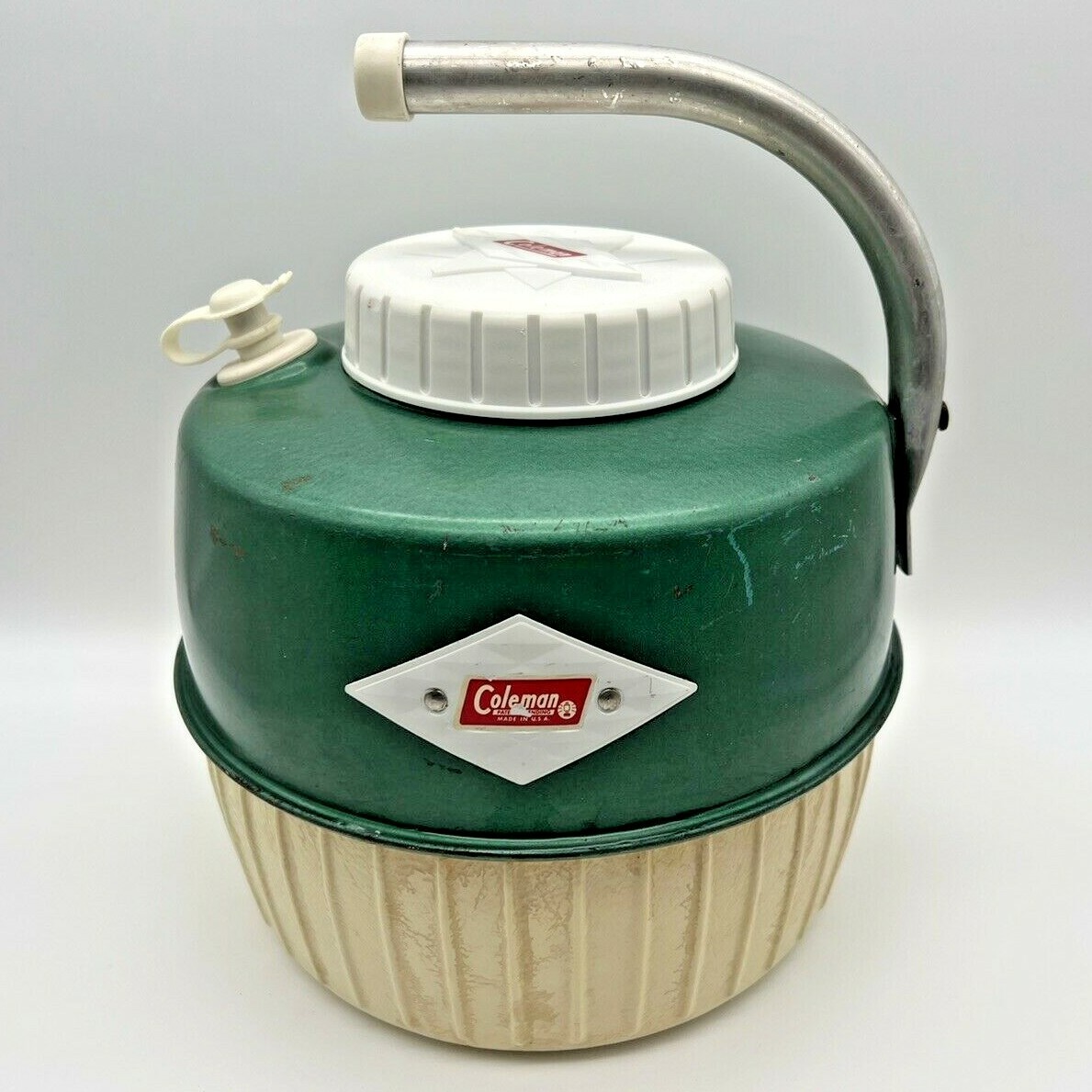 Vintage Coleman Water Jug - Green Diamond Logo Cooler - spout