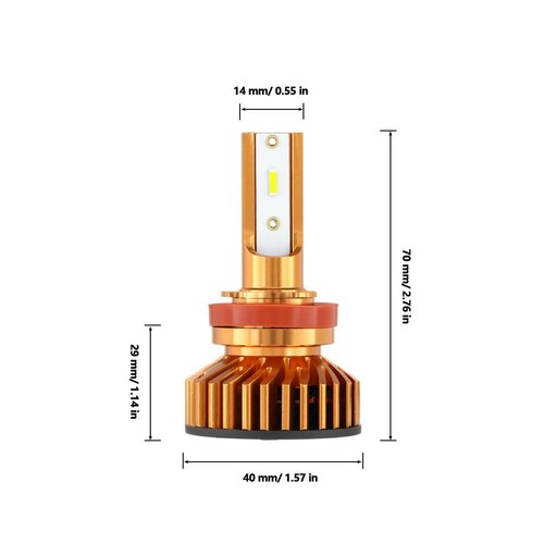 AUXBEAM H11 LED Headlight Bulbs Low Beam Conversion Kit 52W 10000LM Bright White - Picture 3 of 12