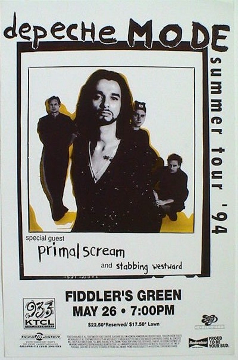 DEPECHE MODE/PRIMAL SCREAM 1994 SUMMER TOUR DENVER CONCERT POSTER