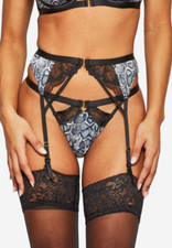 Ann Summers Rapturous Suspender Belt Size S 8-10 Black/Multi