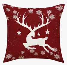 Deer Stag Elk Silhouette Snowflake Christmas Throw Pillow Cover Holiday Home 18  