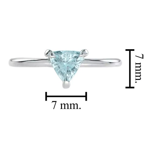 2Ct Trillion Cut Lab Created Aquamarine Diamond Women Ring 14K White Gold Finish - Picture 8 of 13
