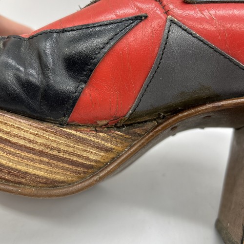 70s Men's Platform Shoes Retro Disco Vintage Funky Black, Red, Gray Size 8-8.5 - Picture 6 of 22