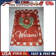 Christmas Wreath Welcome Garden Flag 12 x 18 Inch Double Sided Rustic Farmhouse